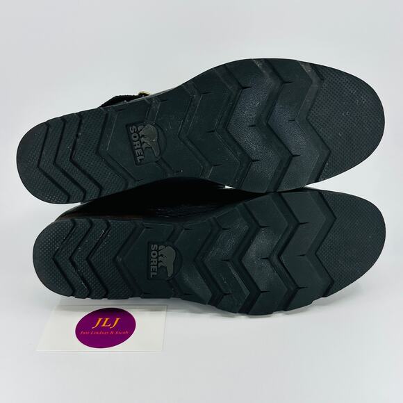 Sorel Women's Major Moto Black Leather Red Plaid Lined Boots NL2432-010 Size 9 - Picture 10 of 11